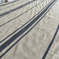 'Montblanc' Rustic Black Stripe Slubby Linen Fabric Sample