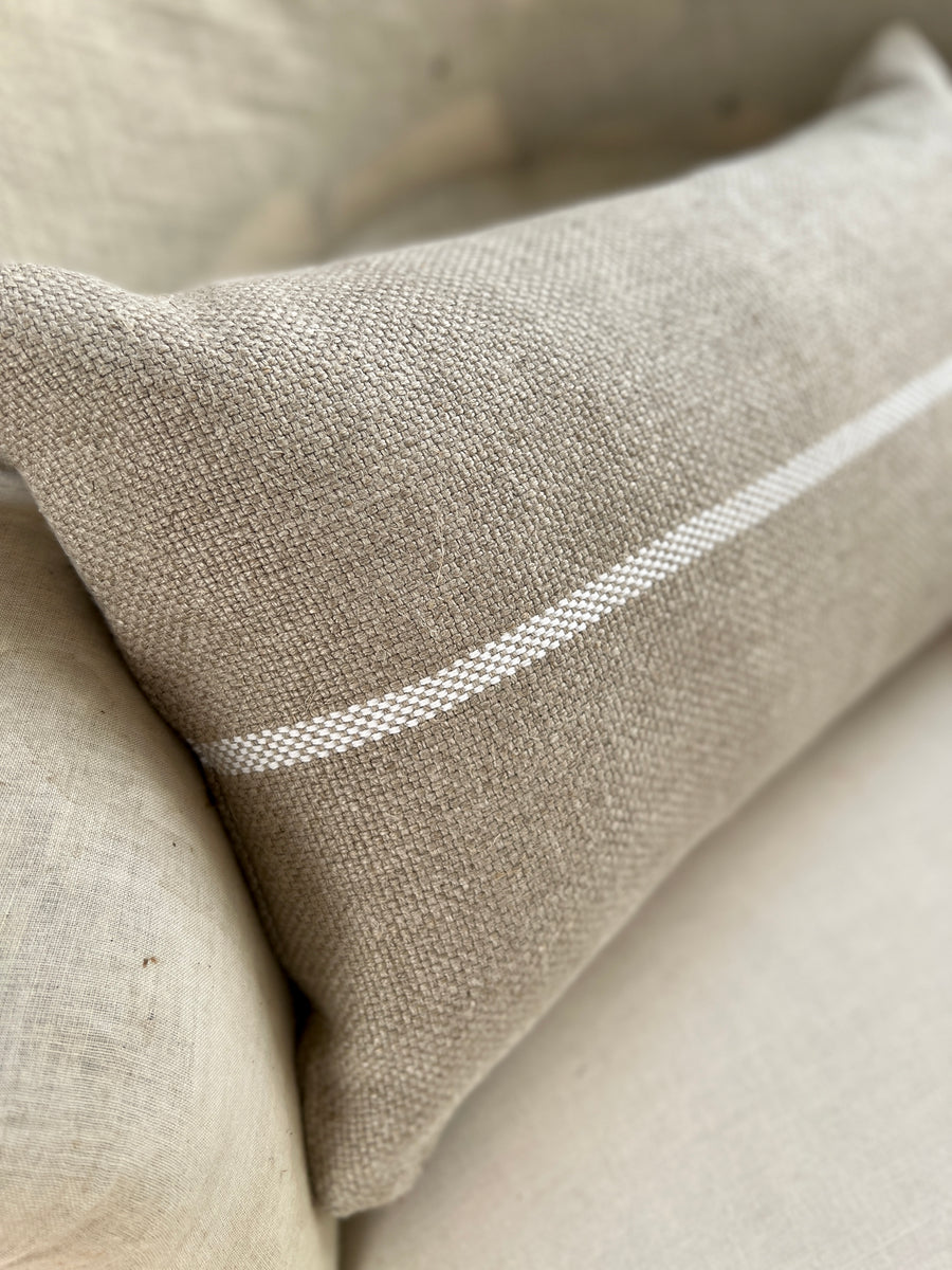 Double Width 'Montblanc' Rustic White Stripe Linen Sample