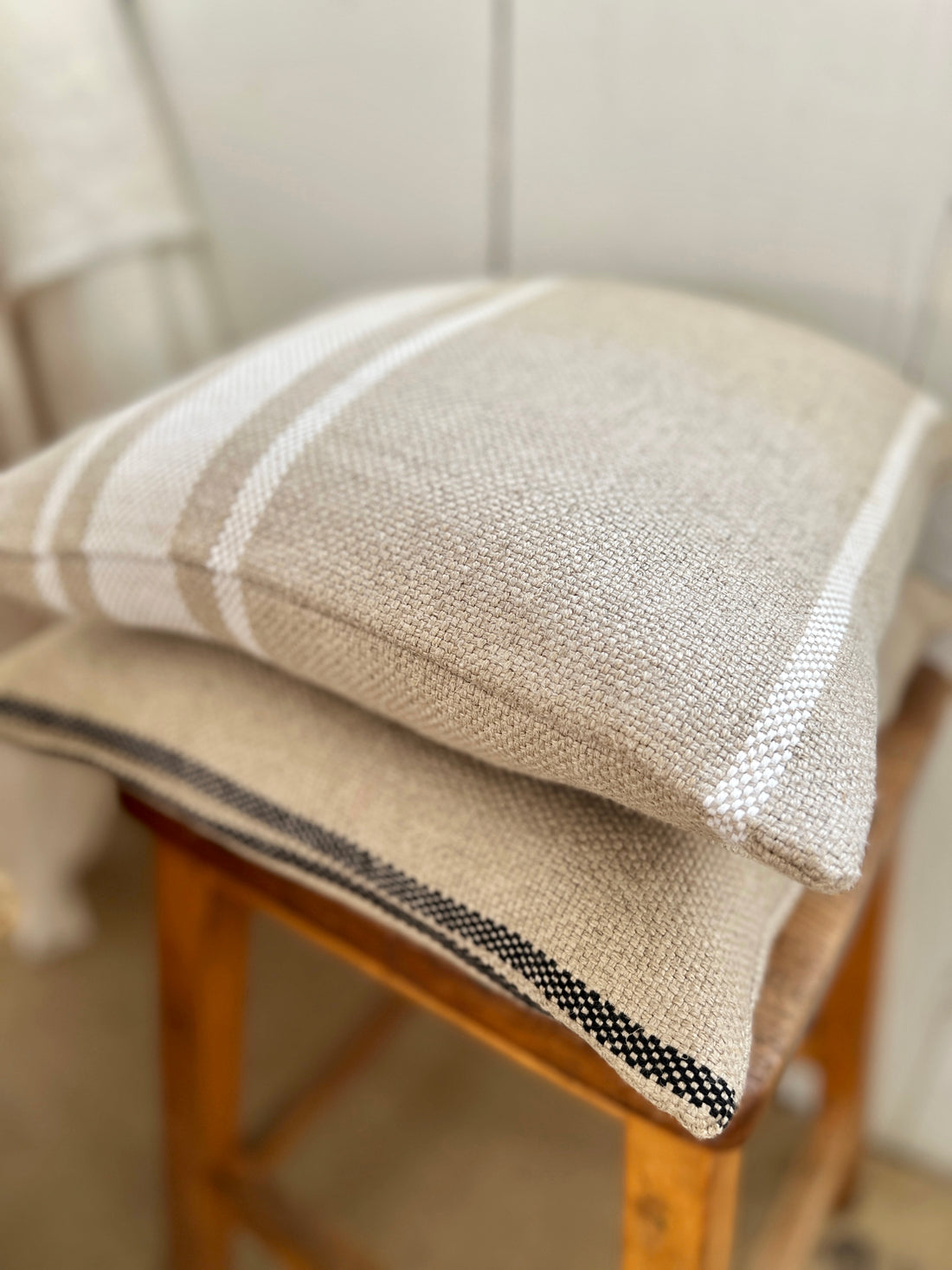 Double Width 'Montblanc' Rustic White Stripe Linen Sample