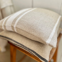 'Montblanc' White Stripe Slubby Linen Fabric Sample