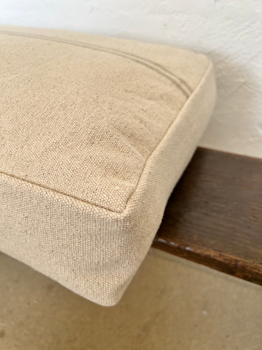 Rustic Natural Stripe Grainsack Bordered Seat Cushion