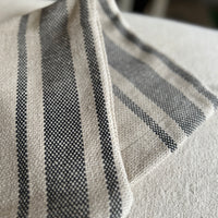 'Montblanc' Rustic Black Stripe Slubby Linen Fabric Sample