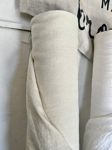Double Width Woven Italian Linen + Hemp Sample - 'Buttermilk'