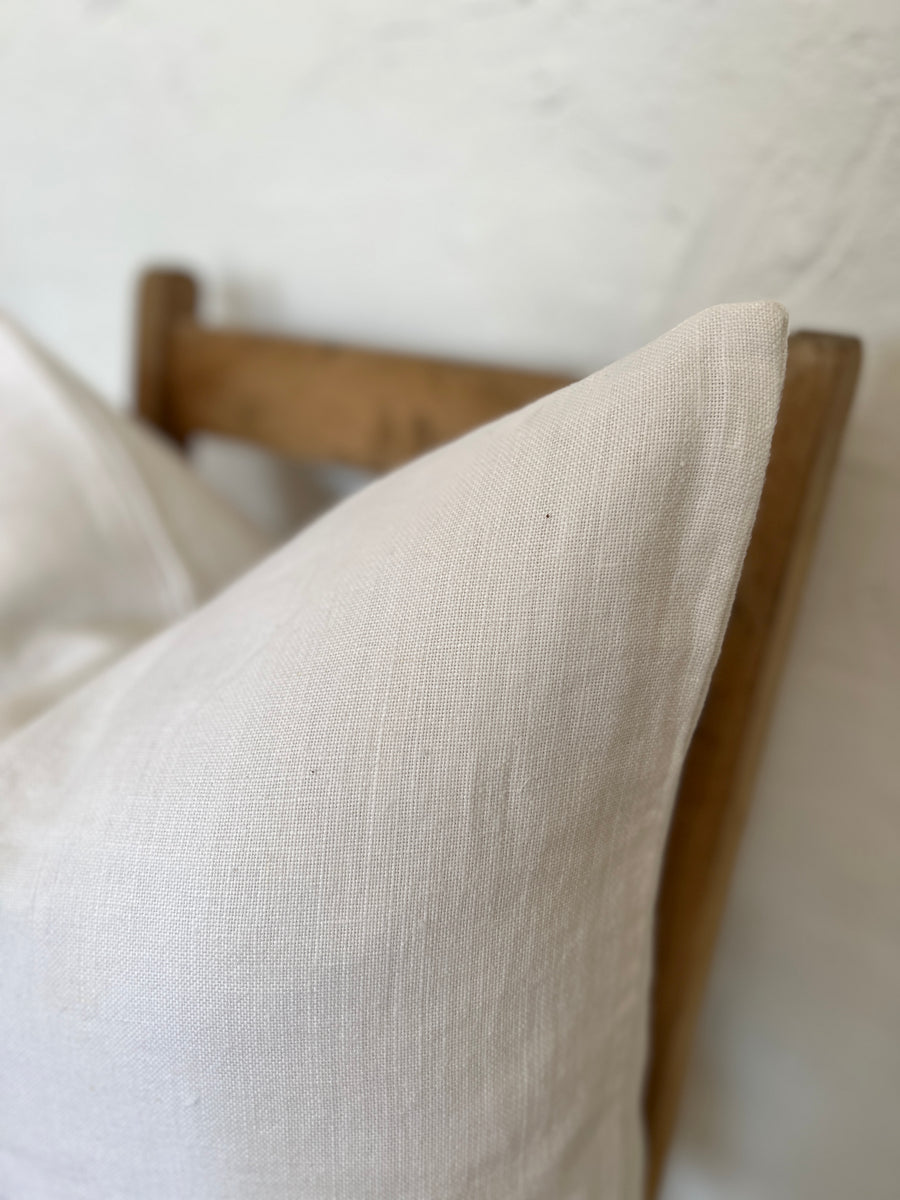 Soft White French Slubby Linen Cushion Cover