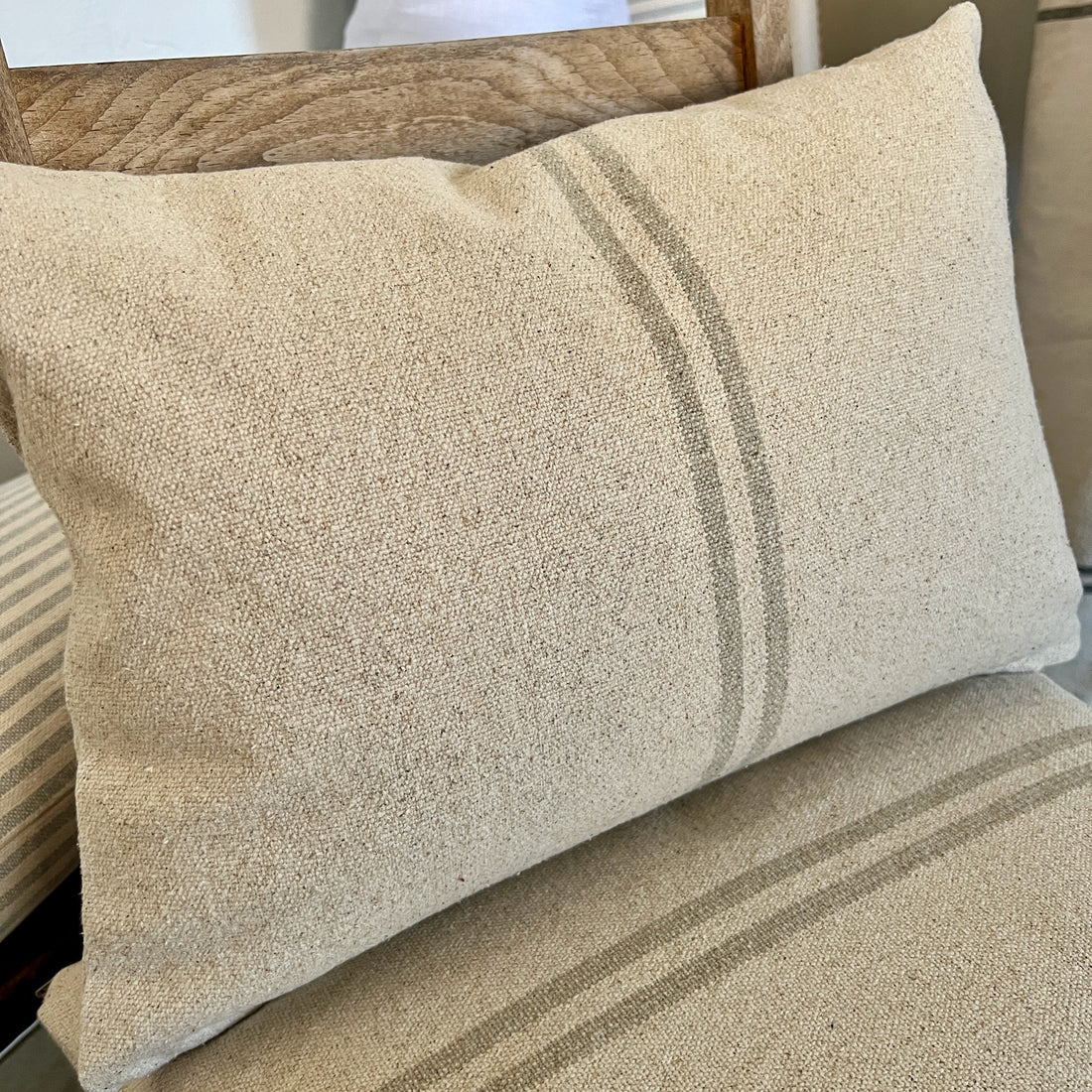 Archive | Natural Stripe Grainsack Cushion | 48 x 35cm