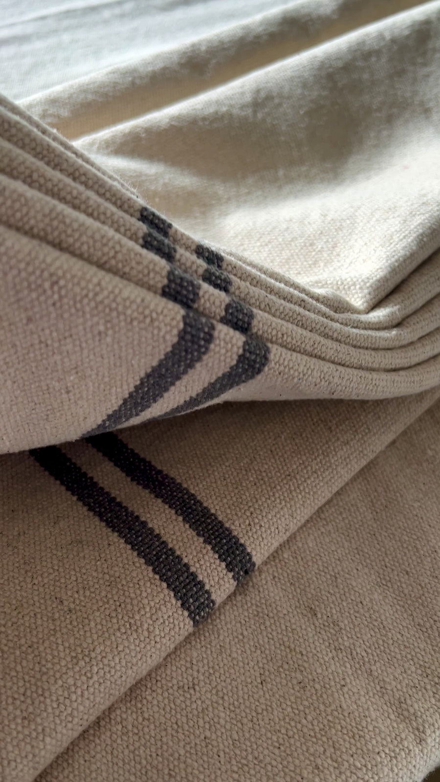 Handmade Rustic Striped Grainsack Roman Blind - Made to Measure