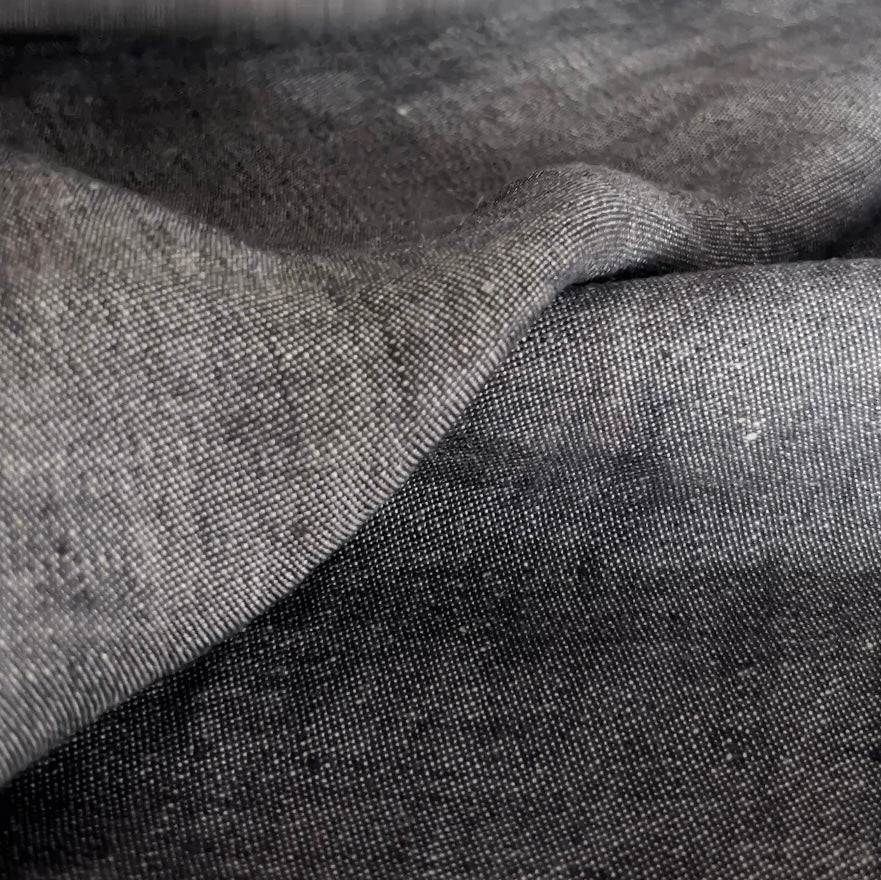 Double Width Italien Woven Linen & Hemp Sample - 'Washed Black'