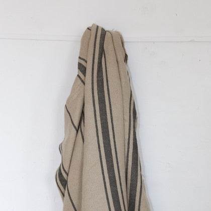 'Montblanc' Rustic Black Stripe Heavy Linen - Double Width