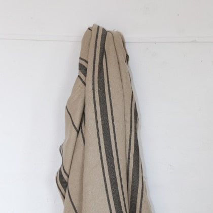 'Montblanc' Rustic Black Stripe Linen - Wide Width
