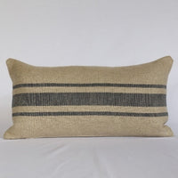 'Montblanc' Rustic Navy Stripe Heavy Linen Oblong Cushion