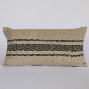 'Montblanc' Rustic Black Stripe Linen Cushion