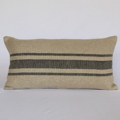 'Montblanc' Rustic Black Stripe Linen Cushion
