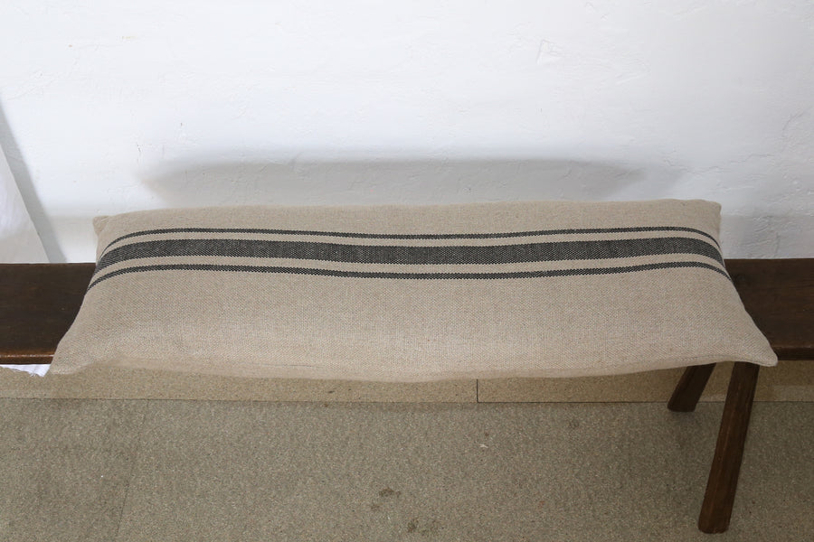 'Montblanc' Rustic Black Stripe Linen Bench Cushion
