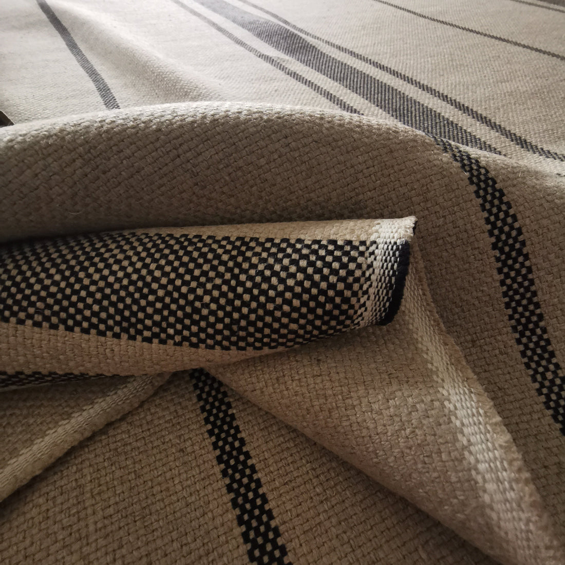 'Montblanc' Rustic Black Stripe Linen Cushion