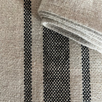 Rustic 'Montblanc' Black Stripe Linen Tablerunner