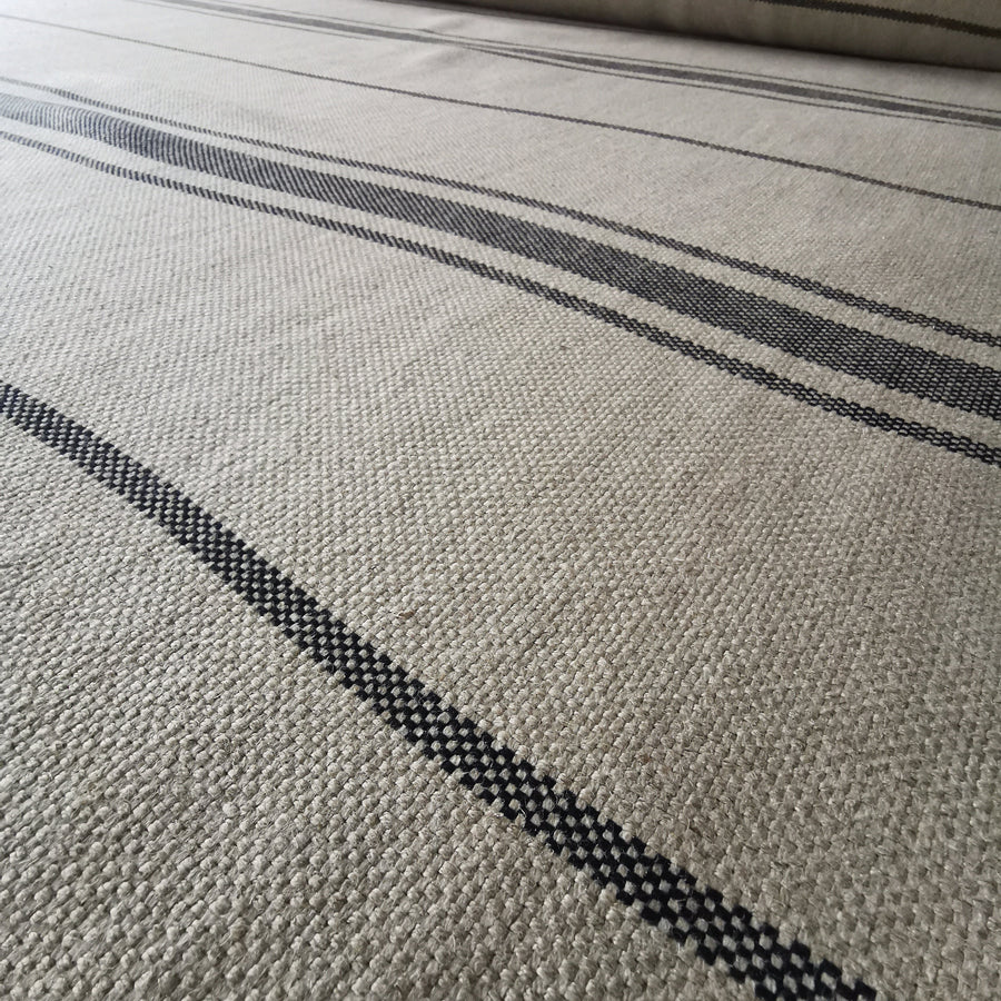 'Montblanc' Rustic Black Stripe Heavy Linen - Double Width
