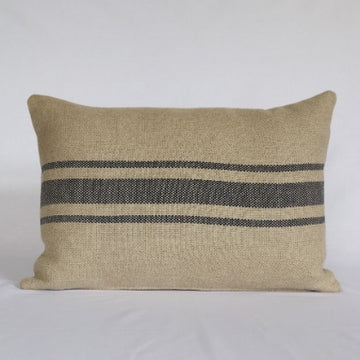 'Montblanc' Rustic Black Stripe Linen Cushion