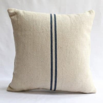 Rustic Blue Stripe Grainsack Cushion