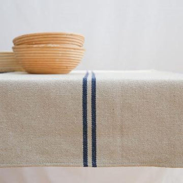 Rustic French Blue Stripe Grainsack Table Runner