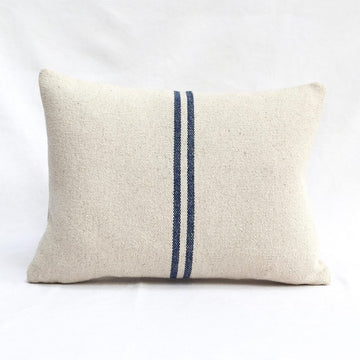 Rustic Blue Stripe Grainsack Oblong Cushion