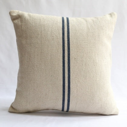 Rustic Blue Stripe Grainsack Cushion Cover