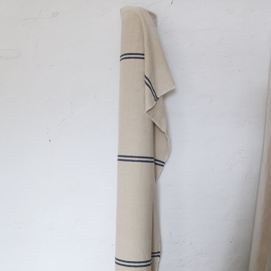 Rustic Blue Stripe Grainsack Fabric Sample