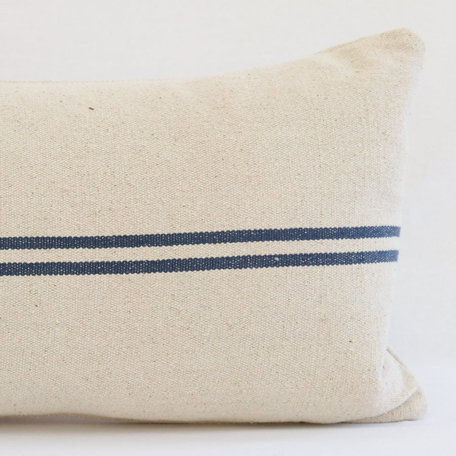 Rustic Blue Stripe Grainsack Bench Cushion
