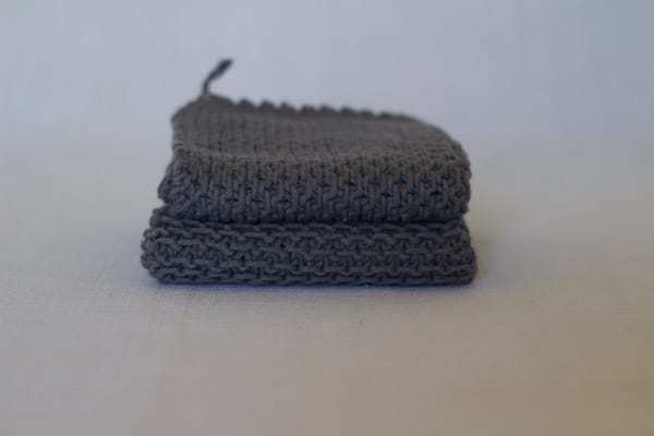 Handmade Cotton Knitted Dishcloth - Grey