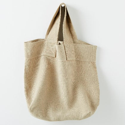 French Slubby Linen Oversized Tote Bag - Natural