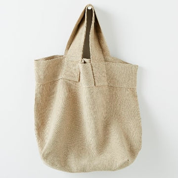 French Slubby Linen Oversized Tote Bag - Natural