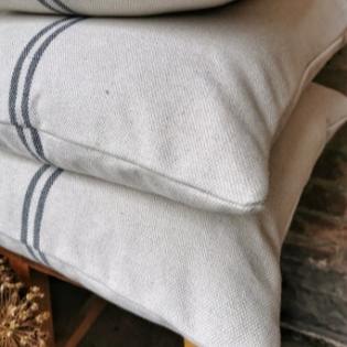 'Recover' Recycled Grey Stripe Grainsack Cushion
