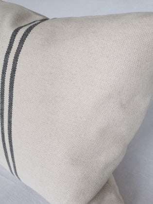 'Recover' Recycled Grey Stripe Grainsack Cushion