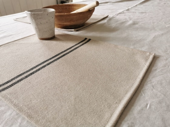 Recycled French Stripe Grainsack Table Runner