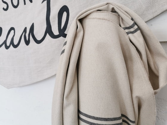 'Recover' Recycled Grey Stripe Grainsack Fabric Sample