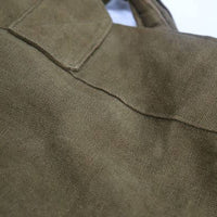 French Oversized Slubby Linen Tote Bag - Moss