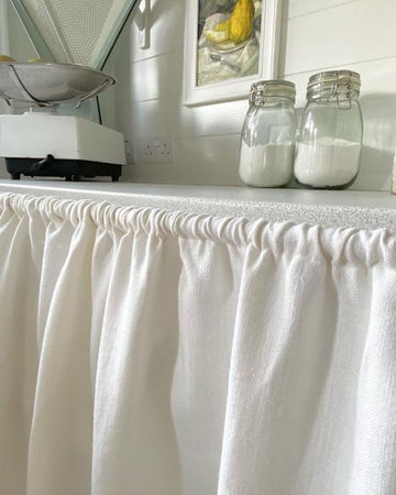 Soft White French Linen Skirt Curtain