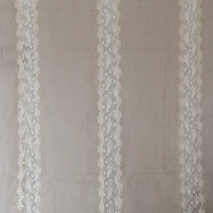 French Woven Embroidered Lace Linen  - Natural