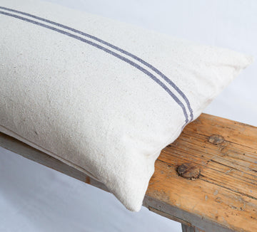 Grey Stripe Linen Hemp Grainsack Bench Cushion