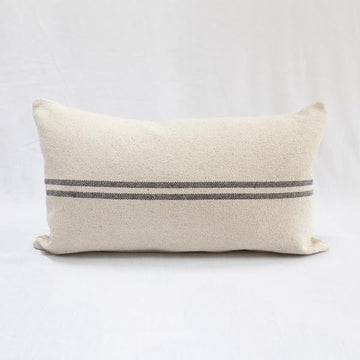 Rustic Grey Stripe Grainsack Oblong Cushion