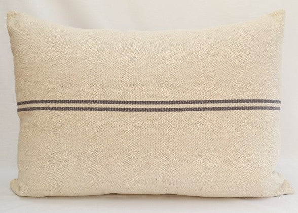 Rustic Grey Stripe Grainsack Floor Cushion / Pet Bed