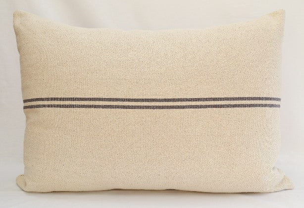 Rustic Grey Stripe Grainsack Floor Cushion / Pet Bed