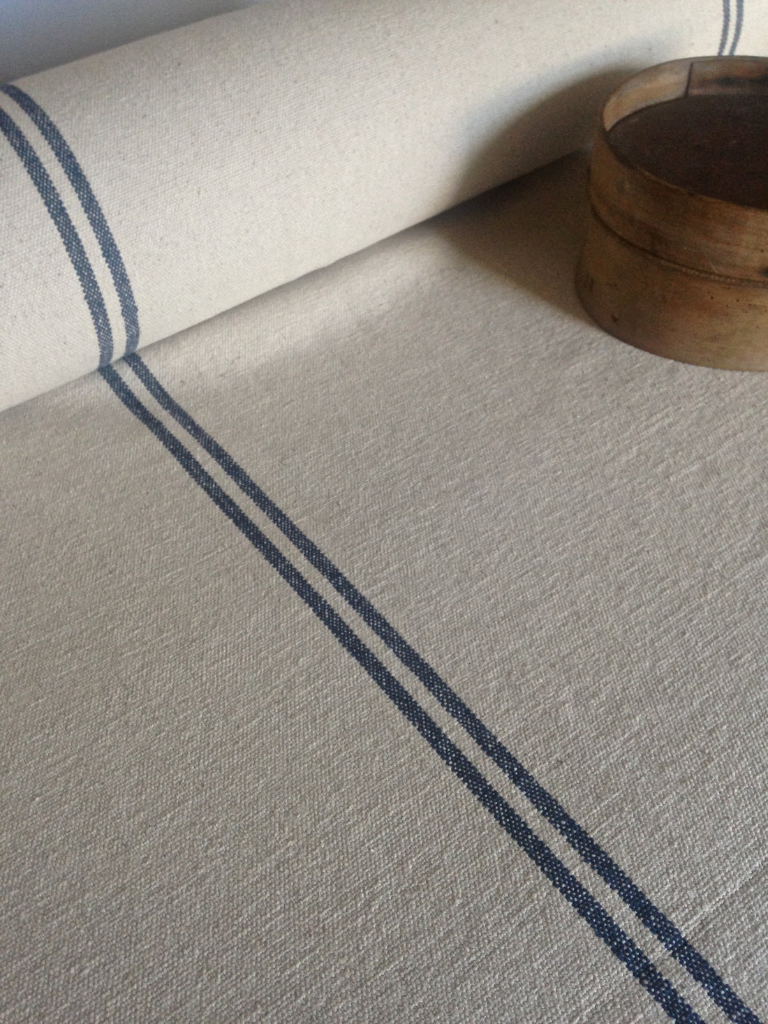 Grey Stripe Linen Hemp Grainsack Bench Cushion