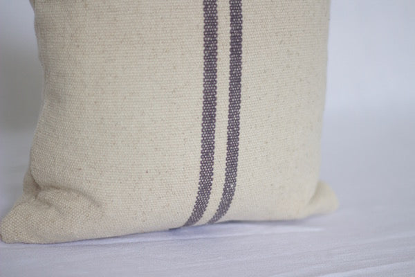 Rustic Grey Stripe Grainsack Cushion Cover