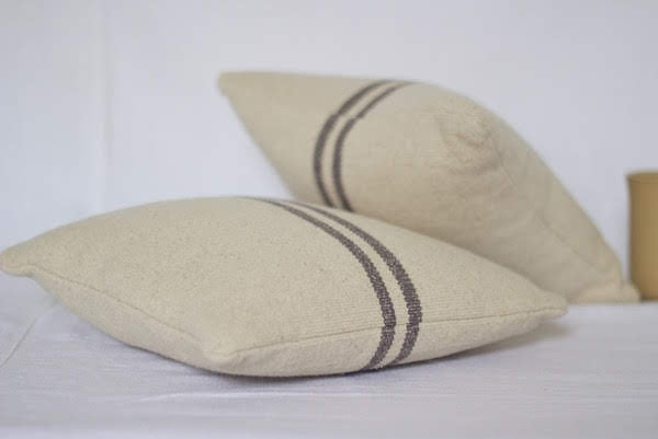 Rustic Grey Stripe Grainsack Cushion Cover