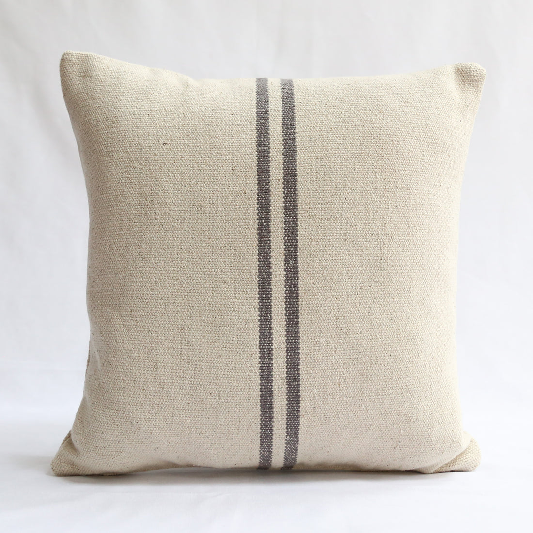 Rustic Grey Stripe Grainsack Cushion Cover