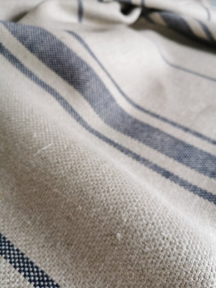 'Montblanc' Rustic Navy Stripe Linen - Double Width
