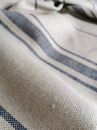 'Montblanc' Rustic Navy Stripe Linen - Wide Width