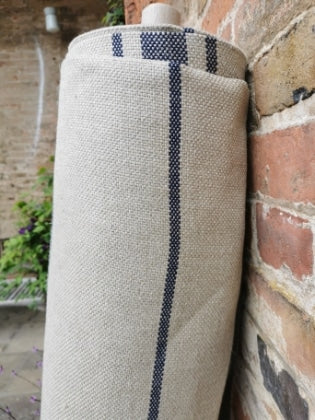 'Montblanc' Rustic Navy Stripe Linen - Double Width