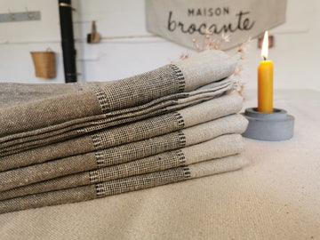 French Woven Linen Stitched Napkin - Oxide