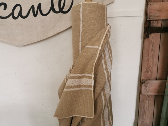 'Montblanc' Rustic White Stripe Linen - Wide Width